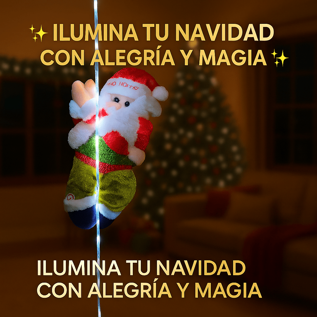 Papá Noel Escalador con Luces LED Multicolor | Decoración Navideña Original 🎄