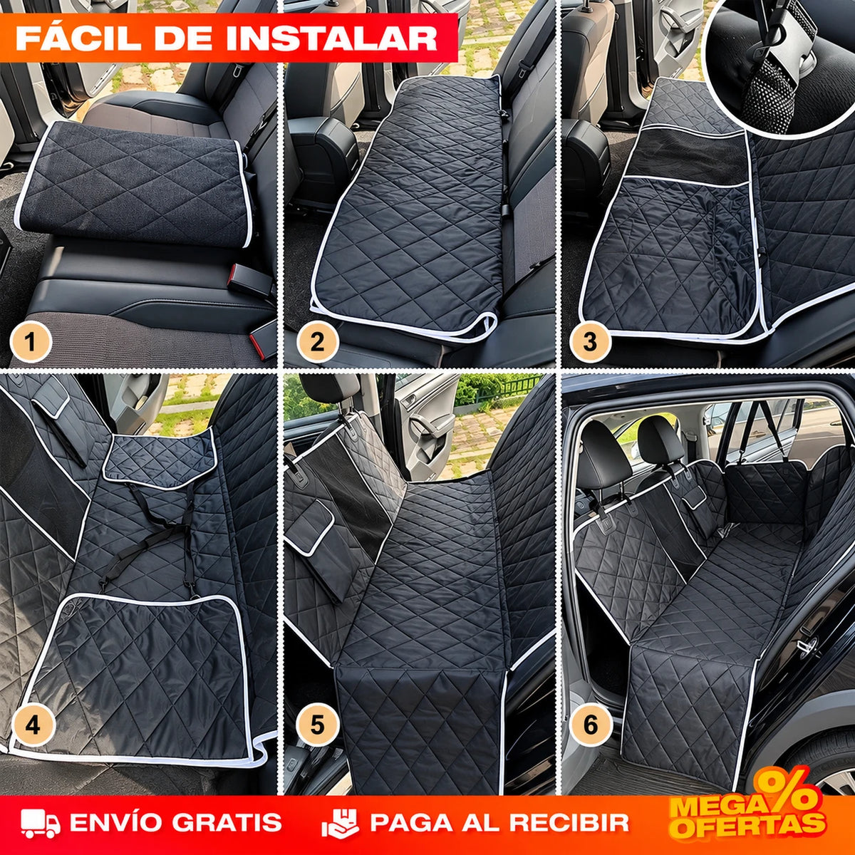 Funda Protectora de Carro para Mascotas - El perro se sube y el asiento - Imagen 13
