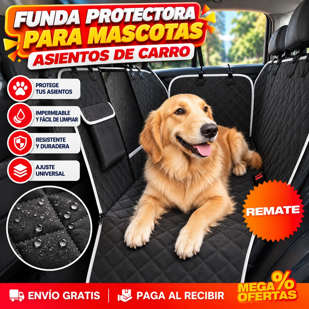 Funda Protectora de Carro para Mascotas - El perro se sube y el asiento - Imagen 1
