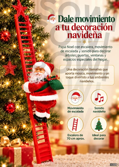 Papá Noel Trepador con Escalera, Movimiento y Sonido - Imagen 3