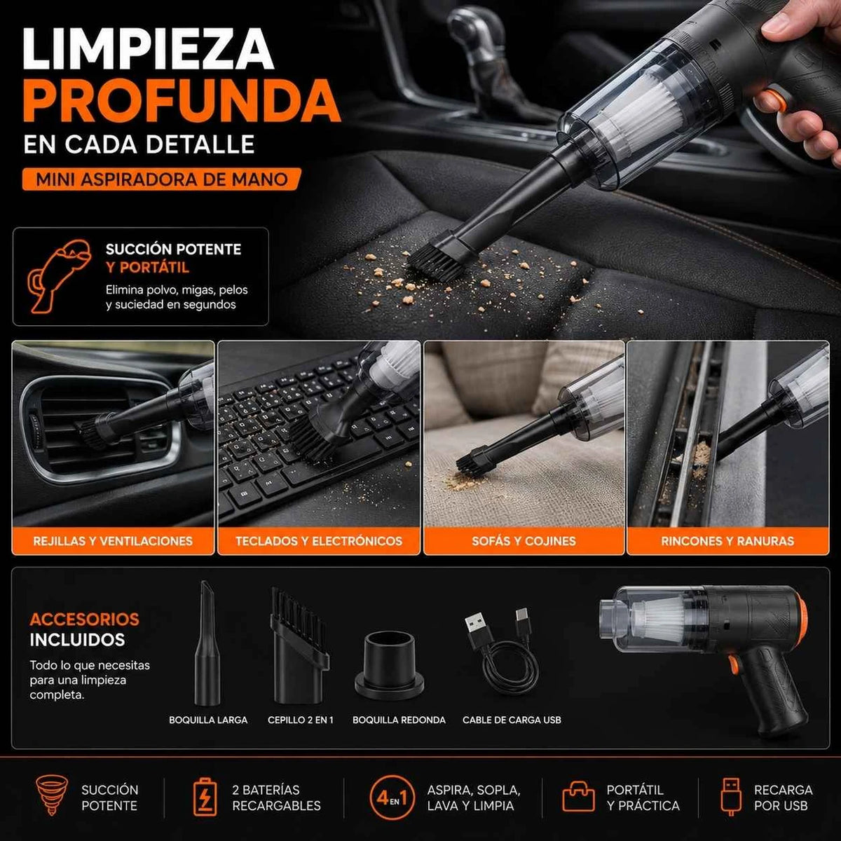 Kit JetClean Hidrolavadora y Aspiradora Inalámbrica - Imagen 5