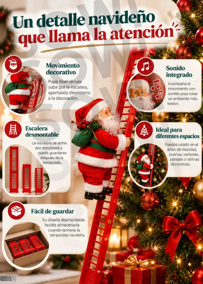 Papá Noel Trepador con Escalera, Movimiento y Sonido - Imagen 5