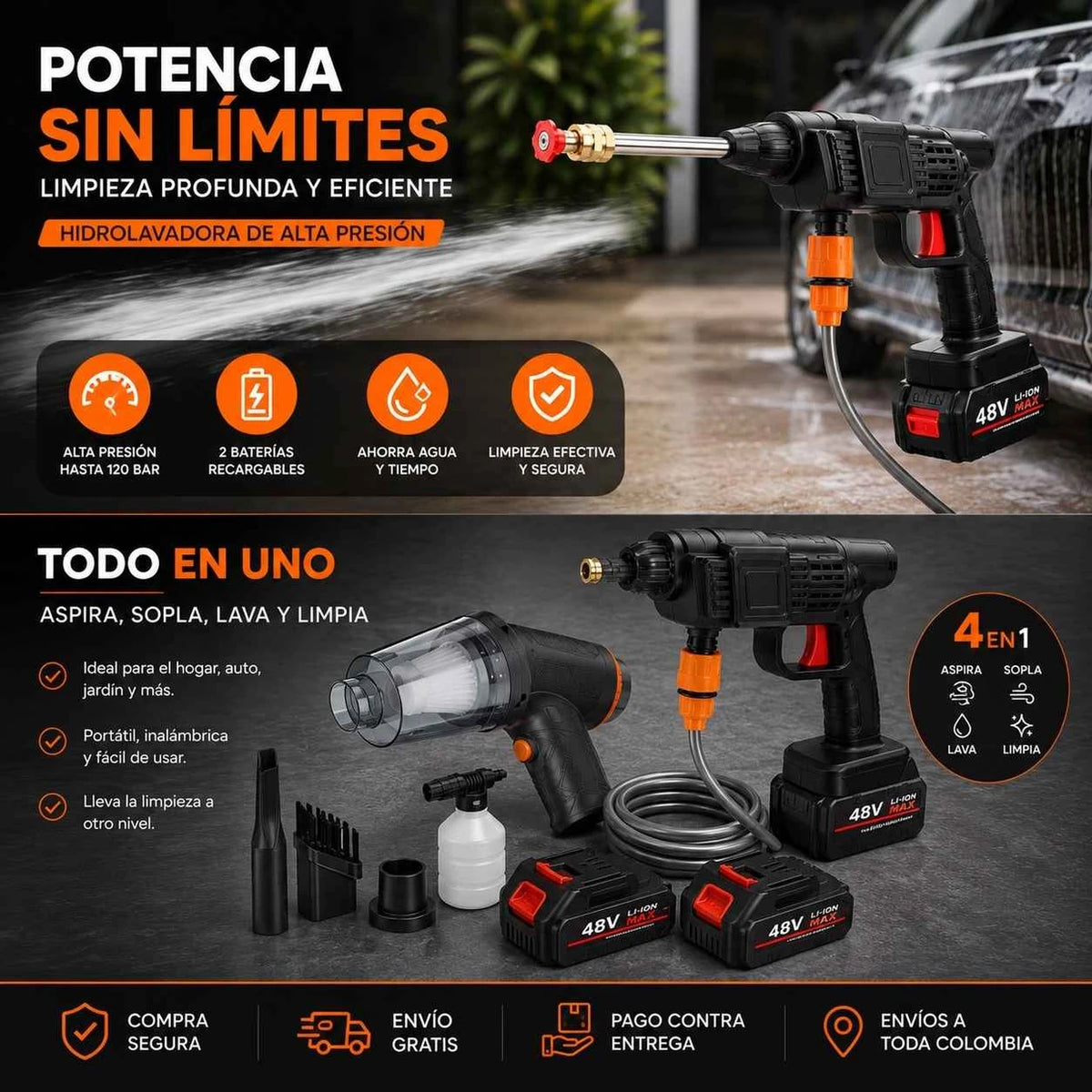 Kit JetClean Hidrolavadora y Aspiradora Inalámbrica - Imagen 6