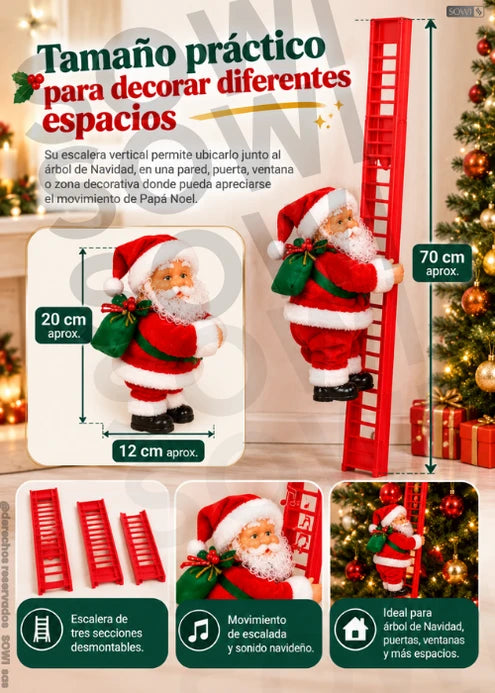Papá Noel Trepador con Escalera, Movimiento y Sonido - Imagen 7